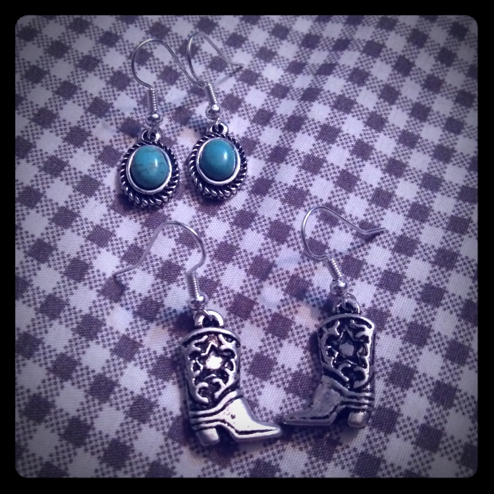 Silver Toned Southwestern Inspired Earrings